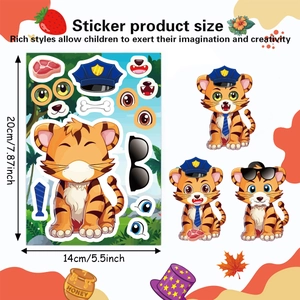 DIY jungle animal tiger face stickers for kids with 20x14cm size and creative accessories