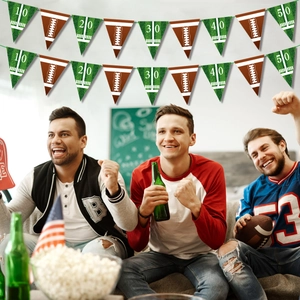 American football themed pennant banner decoration with yard line numbers for party