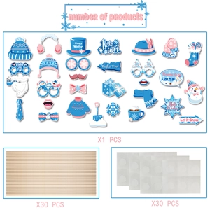 Winter photo booth props set with snowflake cutouts sticks and adhesive glue dots