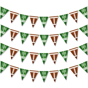 Sporty Football Theme Super Bowl Party Banner Cardstock Green Field Line Pennant Garland For Game Day Celebration Decorations