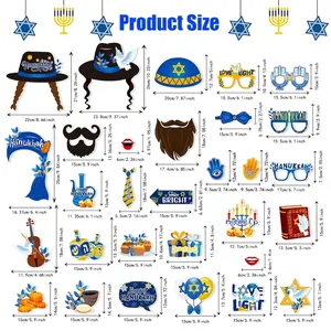 Tableau des tailles accessoires Hanoukka avec Menorah et motifs étoile de David