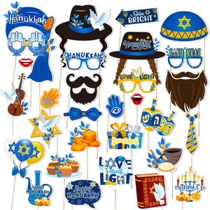 Lot de 30 accessoires photo Hanoucca avec motifs Menorah et Dreidel pour fête