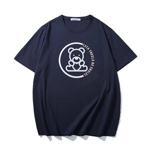 Men Plus Size Cotton Blend Bear Graphic Printed T-Shirt Loose Casual Round Neck Short Sleeve Summer Fashion Tee Top
