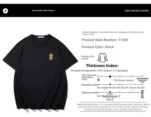 Detail view of cotton bear embroidery and rhinestone accents on black oversized T-shirt