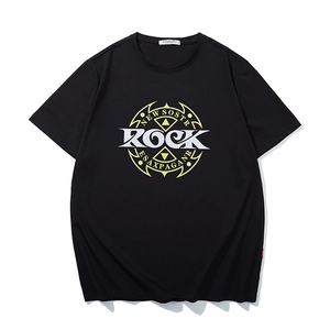 Men Plus Size Rock Theme Printed T-Shirt Casual Short Sleeve Cotton Blend Round Neck Tee Shirt Summer Big And Tall Top