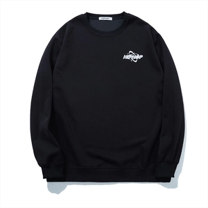 Men's oversized black crewneck sweatshirt with minimalist white HIPHOP graphic print