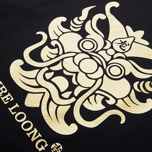 T-shirt noir ample pour homme avec impression de dragon chinois doré artistique