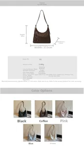 Détail du grand sac HOBO vintage avec ses spécifications et sa texture plissée en similicuir