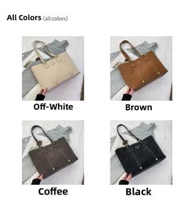 Retro Tote Bag Farboptionen: Off-White, Braun, Kaffee und Schwarz in Matt-Wildleder