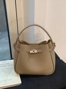 Sac Seau Vintage en Cuir PU à Motif Litchi pour Femmes Fermoir Métallique Sac à Main Fourre-Tout Décontracté Bandoulière Bureau