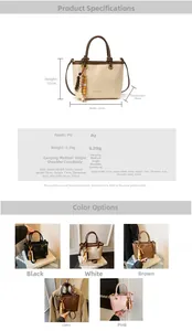 Detailed comparison of five colors for this PU leather crossbody bag with logo print