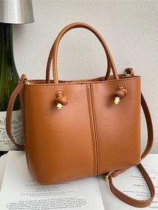 Mode Damen PU Leder Beuteltasche Minimalistisch Einfarbig Umhängetasche Mit Nähten Knoten Gold Hardware Büro Alltag