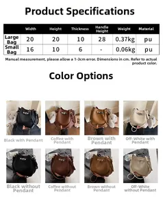 Detailed size specification chart for retro stylish PU bucket bag with dimensions