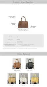 Spécifications détaillées de taille pour le sac fourre-tout rétro en cuir PU grainé