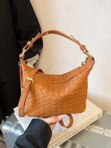 Woven PU Leather Crossbody Bag For Women Vintage Minimalist Dumpling Hobo Shoulder Bag With Adjustable Strap Fashion Handbag