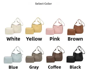 Litchi texture handbag set showing 8 vibrant colors with matching small pouches