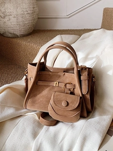 Retro Matte PU Leather Bucket Bag For Women With Coin Purse Crossbody Shoulder Bag Handbag With Adjustable Strap Fashion Bag