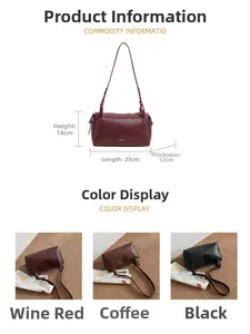 Guida alle taglie e opzioni di colore per la borsa a cuscino in pelle in tre varianti