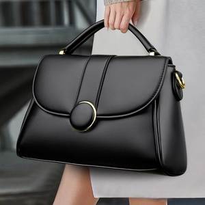 Women Fashion Handbag PU Leather Large Capacity Minimalist Shoulder Crossbody Bag Gold Buckle Top Handle Gift For Mom