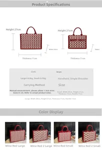 Spécifications de taille pour sac fourre-tout de mariage rouge en petit et grand