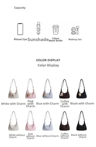 Detailed internal capacity chart for vintage soft leather crescent tote bag with five colors