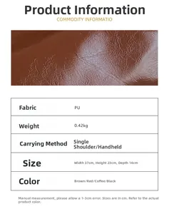 Detailed size specifications and material close-up of the vintage faux suede baguette bag