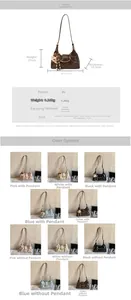 Detailed dimension guide and color options for the stylish PU leather shoulder bag