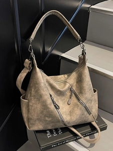 Vintage Damen PU Leder Tragetasche Hohe Kapazität Vielseitige Schulter Umhängetasche Mit Reißverschlusstaschen Für Den Alltag