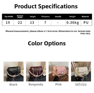Size specifications for small pleated PU leather cloud bag with chain strap dimensions