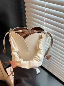 Sac Seau en Pétales de Tulipe pour Femmes Sac à Main Minimaliste en Cuir PU Texture Suédée Bandoulière Cordon