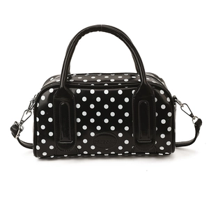 Polka dot Boston bag with top handle and adjustable shoulder strap for women
