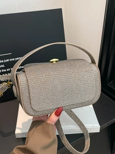 Sparkling rhinestone square evening clutch bag with elegant golden clasp and top handle