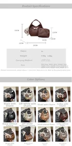 Size chart for vintage PU bucket bag showing product parameters and dimensions