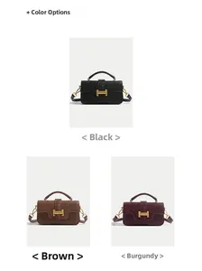 Close-up of vintage leather handbags showing gold H-buckles in black, brown and wine red