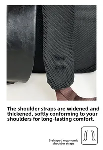 Detail of S-shaped ergonomic padded shoulder straps with breathable black honeycomb mesh