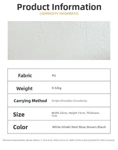 Detail view of smooth PU leather texture with dimensions 22x15x7 cm and weight 0.32kg