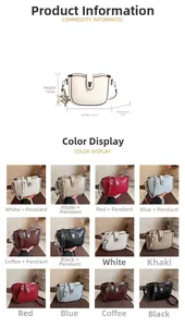 Detailed chart showing small saddle bag dimensions 22x15x7cm and six color options