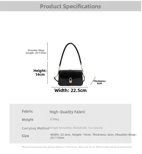 Detailed size and weight chart for the black vintage shoulder bag with crossbody dimensions