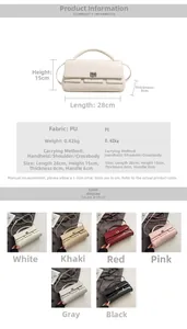 Detailed size specifications for the minimalist PU leather flap handbag with handle