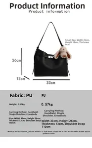 Detailed size specifications for black lychee pattern bucket bag with dimensions and strap