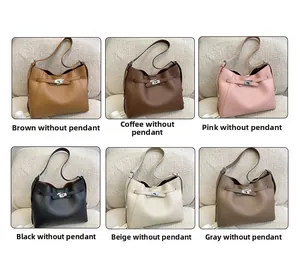 Six colors of lychee grain leather tote bags with classic buckle closure and shoulder straps