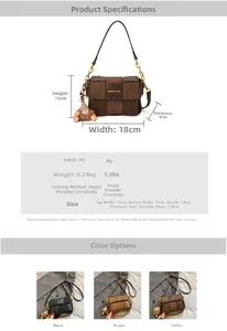 Detailed chart showing PU leather texture and dimensions of the minimalist crossbody bag