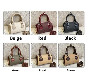 Bolsos tipo Boston en seis colores beige rojo negro verde caqui y marrón oscuro