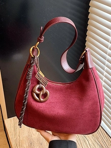 Retro Suede Hobo Bag For Women Vintage Half Moon Shoulder Bag Large Capacity Crossbody Bag Fashion Dumpling Tote With Braided Pendant Daily Work Bag