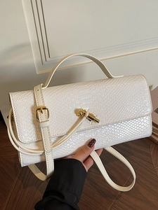 Petit sac blanc à motif animal avec boucle nœud doré et bandoulière pour femme