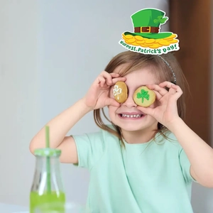 St. Patrick's Day green clover headband with mini hat and gold coins for party hair decor