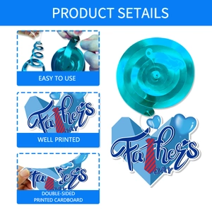 Father's Day party hanging swirls set with blue foil spirals and double-sided cards
