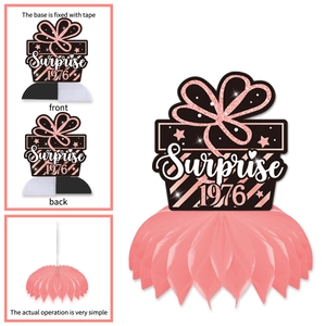 Pink Surprise 1976 birthday honeycomb table centerpiece for women party decoration