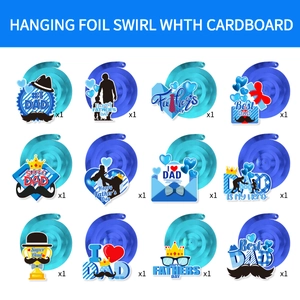 Father's Day blue swirl decorations set with 12 unique festive cardstock patterns