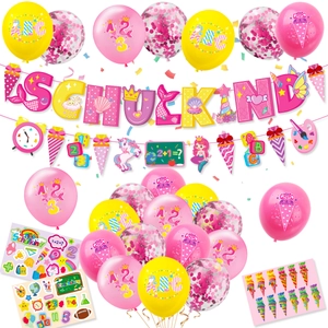 Duitse Back To School Feest Decoratie Set Latex Ballonnen Schulkind Banner Stickers Voor School Inschrijving Ceremonie Kinderen